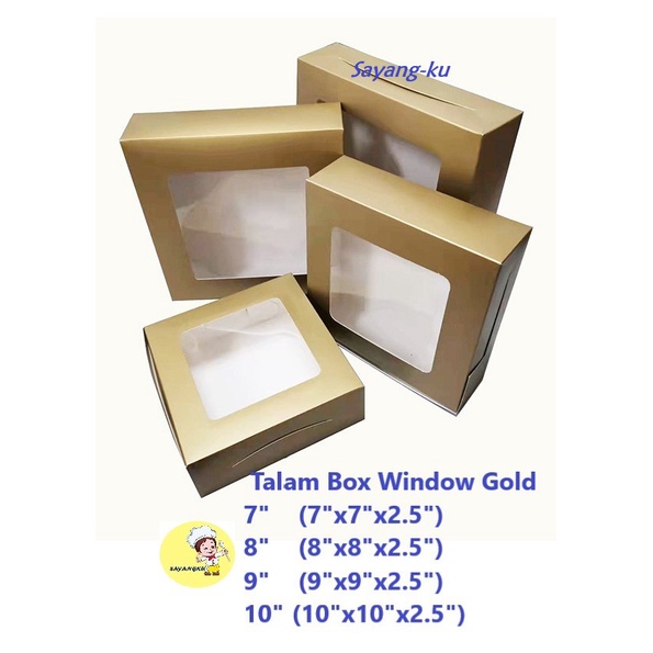 10pcs Talam Box White Window Gold White Cake Box 7