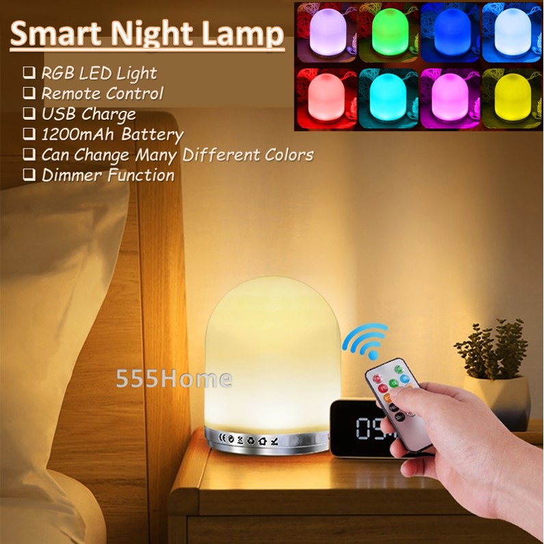 Smart Night Lamp / Bedside LED Light / Table Desk Light / Remote ...