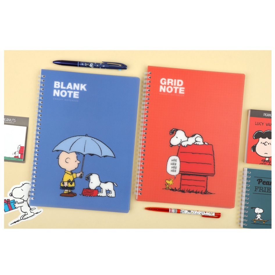[LAST ONE] Peanuts Snoopy Friends PP Hard Cover Blank Grid Spiral ...