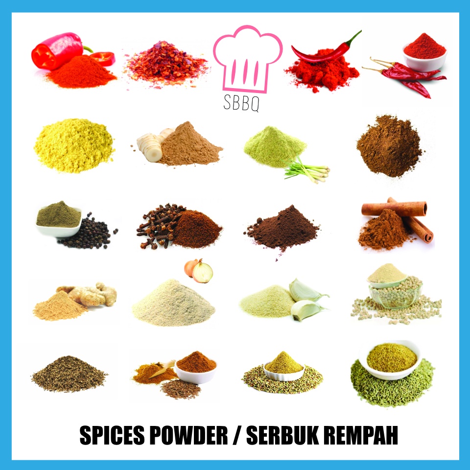 100G ASSORTED SPICE POWDERS SERBUK REMPAH GARLIC PAPRIKA ONION