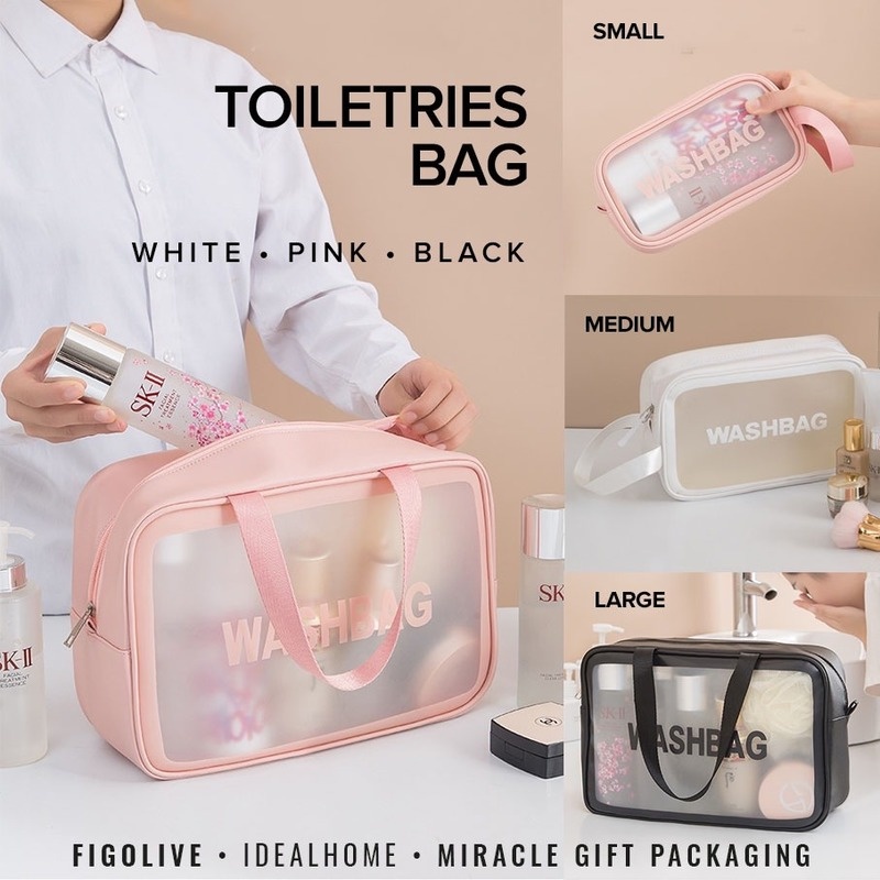 Large Frosted Travel Toiletries Bag Pouch, Waterproof Travel