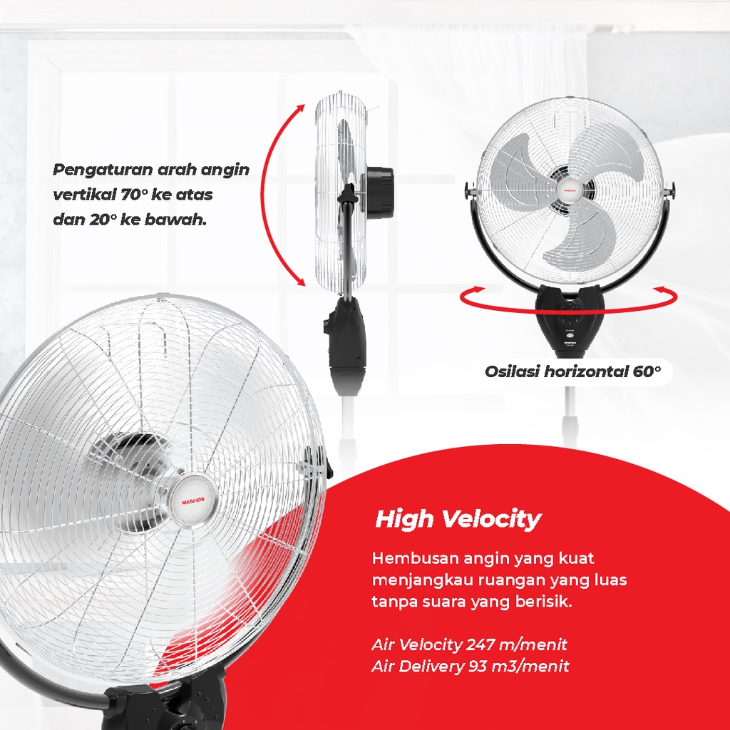 Maspion Power Stand Fan Kipas Angin Berdiri 20 Inch PW-507 S - Gambar 4