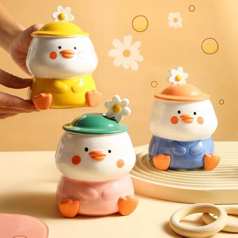 Spring Outing Duck High-value Ceramic Cup Personality Mug with Lid ...