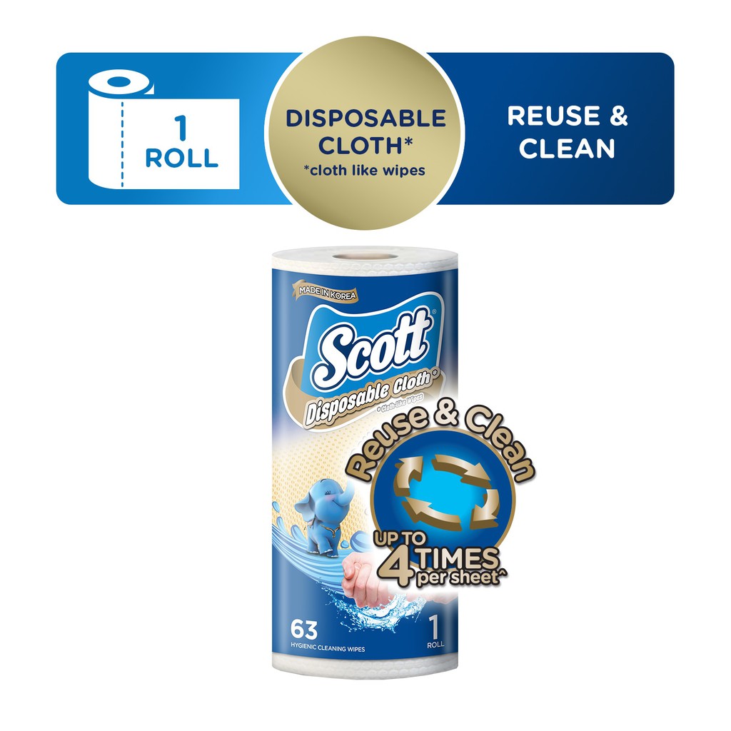 Scott Disposable Clothlike Wipes Multipurpose Paper Towel (63 sheets