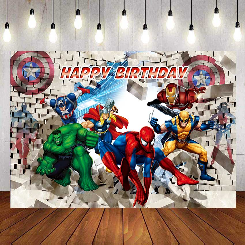 Avengers Superheros Babys Backdrop For Photography Baby Shower Kids