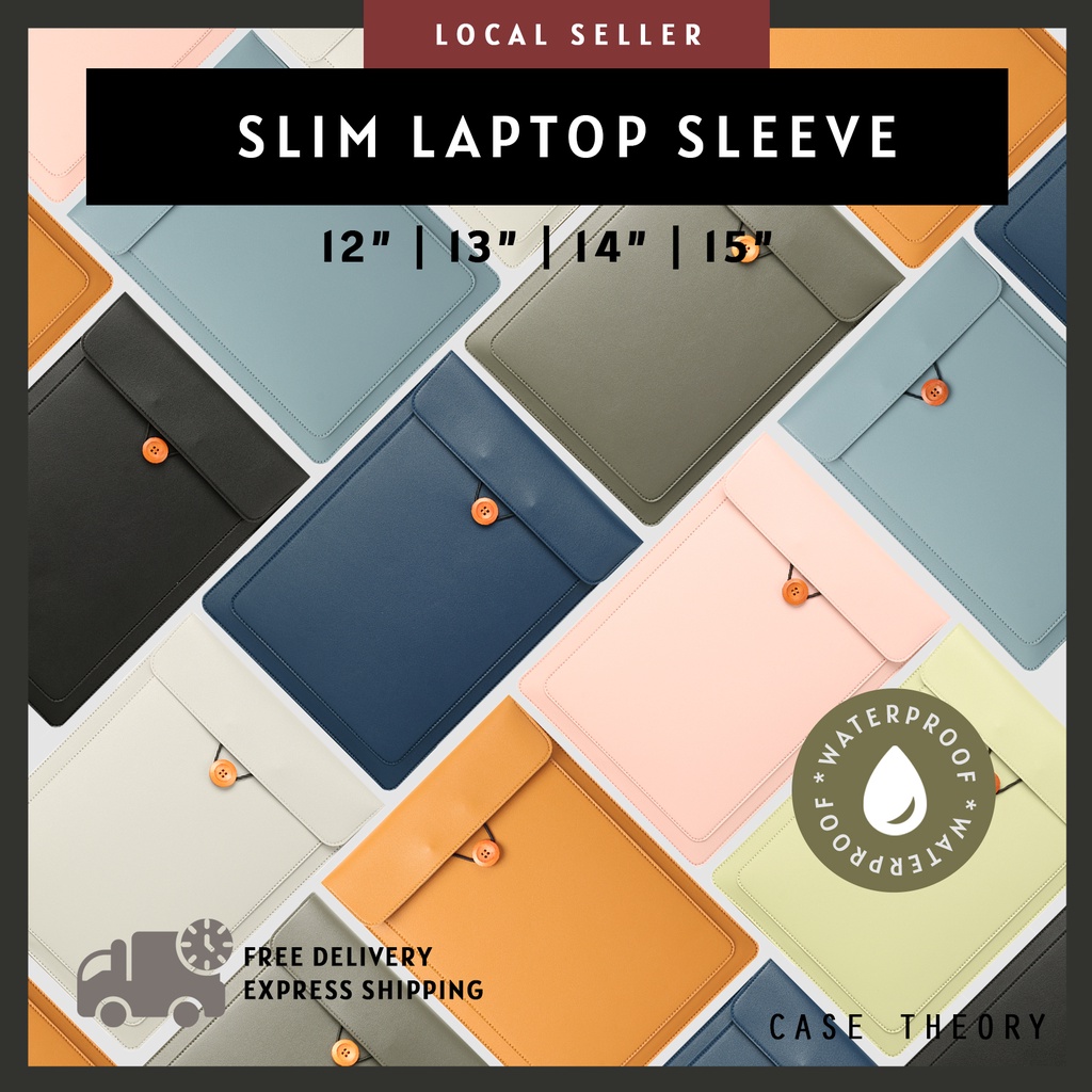 🔅cT🔅PU COLOURED LEATHER Laptop casing laptop sleeve for all laptop brands bag macbook Shopee