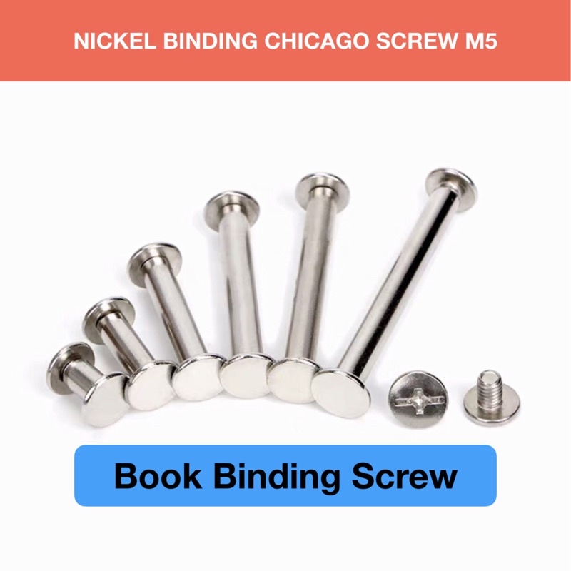 BOOK BINDING SCREW/ CHICAGO SCREW/ NICKEL BINDING SCREW M5/ SCRAPBOOK
