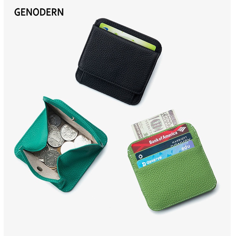 GENODERN New Leather Women's Bag Ultra-Thin Short Card Bag Coin Purse ...