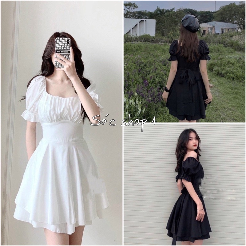 Ulzzang Square Neck Dress With Chest And Bow Tie Party Dress Is