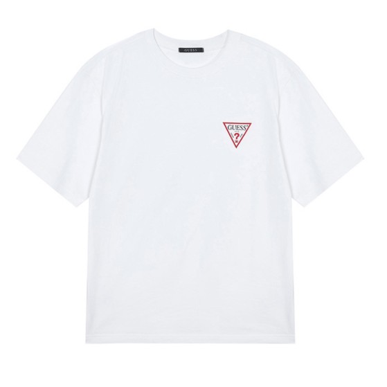 100 Guess Korea Unisex triangular Overfit T shirt 8 Colors