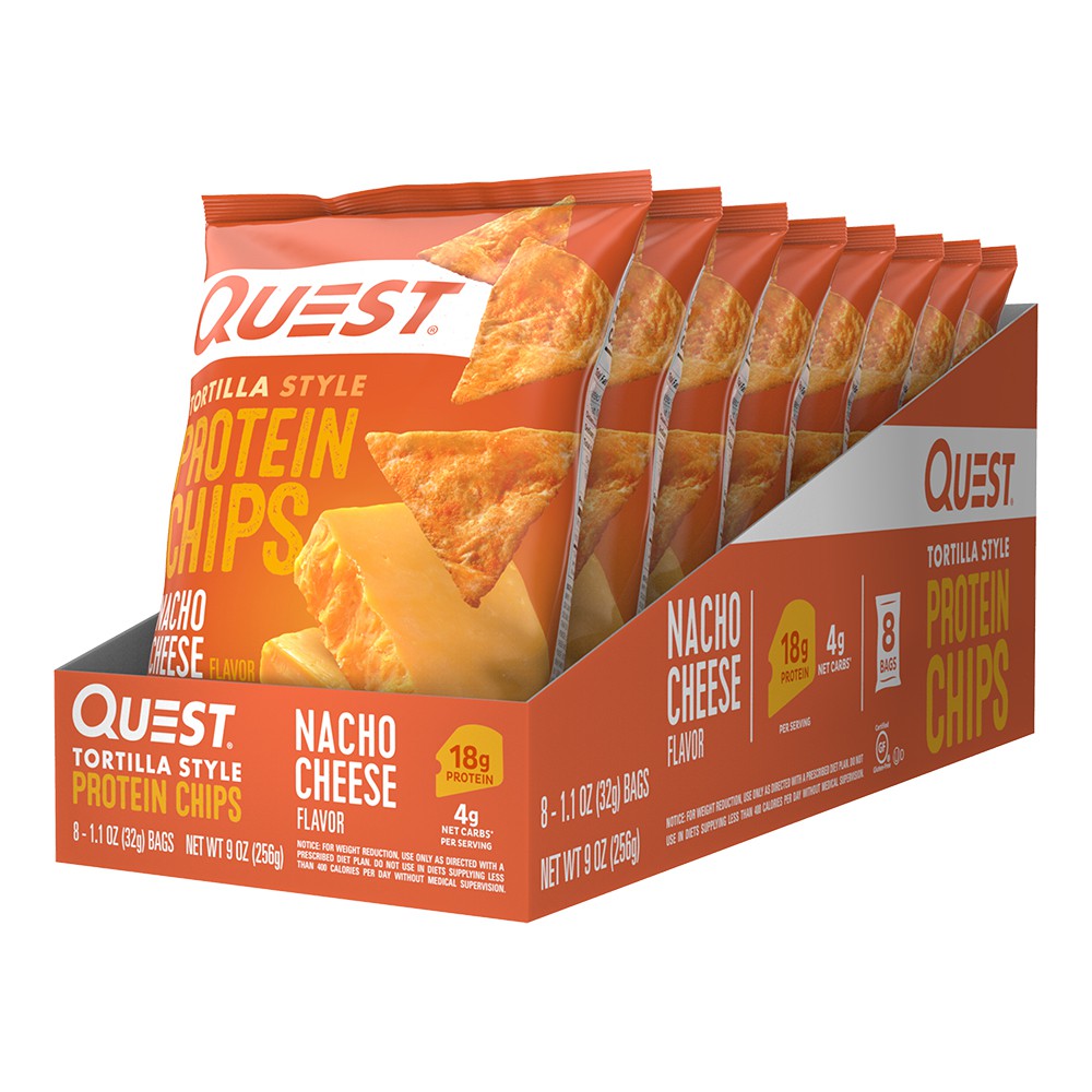 Quest Protein Tortilla Style Protein Chip (8 X 32g) - Nacho Cheese ...