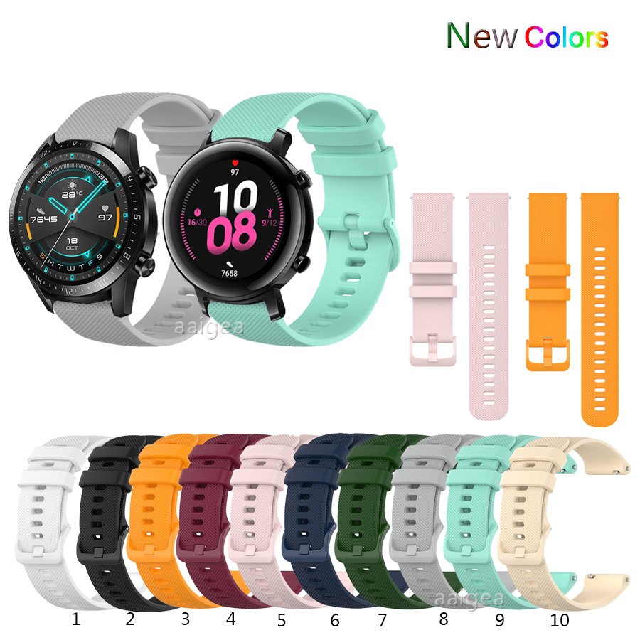 20mm 22mm Silicone Watch Band Strap for Huawei Watch GT2 GT3 SE Pro GT4 46mm GT 2 2e 3 42mm 46mm Honor MagicWatch 2