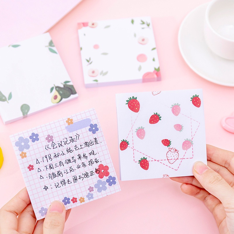 [SG Stock] Cute Fruit (Avocado/ Peach/ Strawberry) Post It/ Memo Pads ...