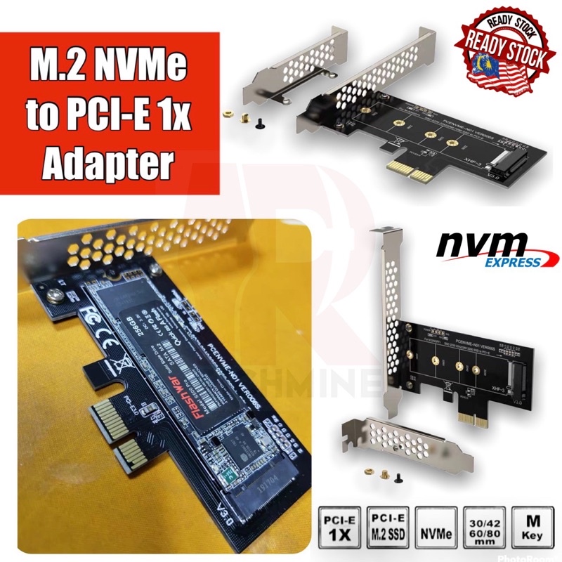 M.2 NVMe PCI-E 1x Adapter SSD Desktop PC | Shopee Singapore