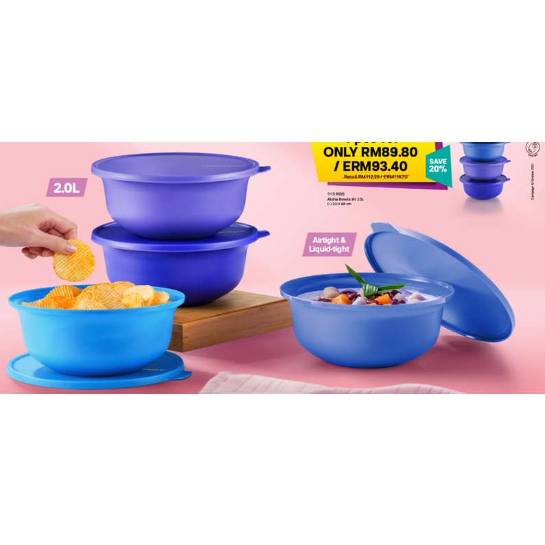 Tupperware Aloha Bowls Set (4) 2L | Shopee Singapore