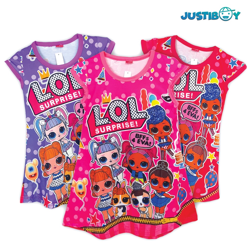 Girls Dress LOL Character Print Short Sleeve 1-10 Years (LUNA) | Shopee ...