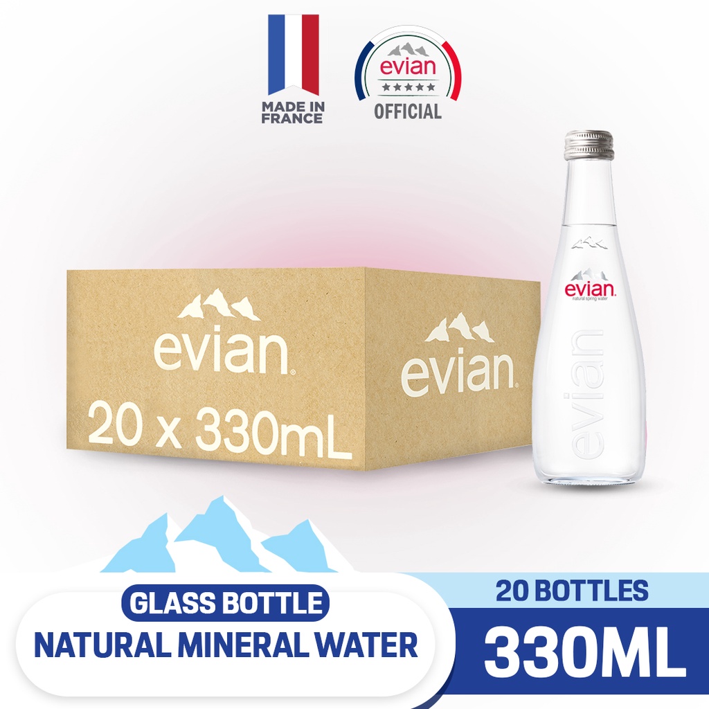 evian Natural Mineral Water Glass Bottle (20 x 330ml Case) | Shopee ...