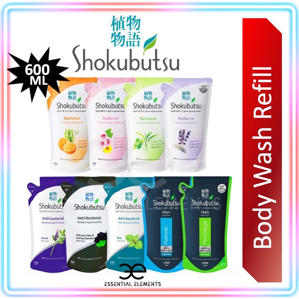 SHOKUBUTSU Body Wash Refill Pack 600ml Bodywash Body Foam Soap Shopee