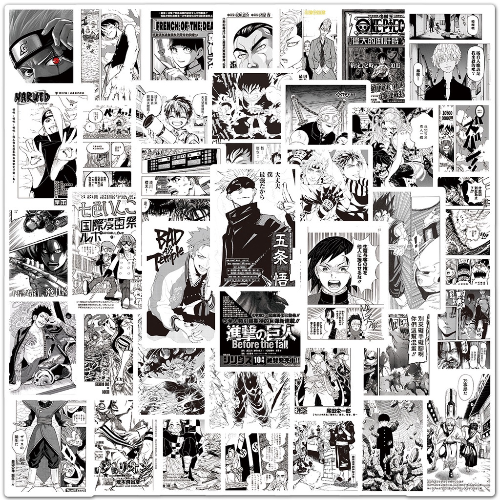 100/50/25/10PCS Black and White Anime Poster Graffiti Stickers For