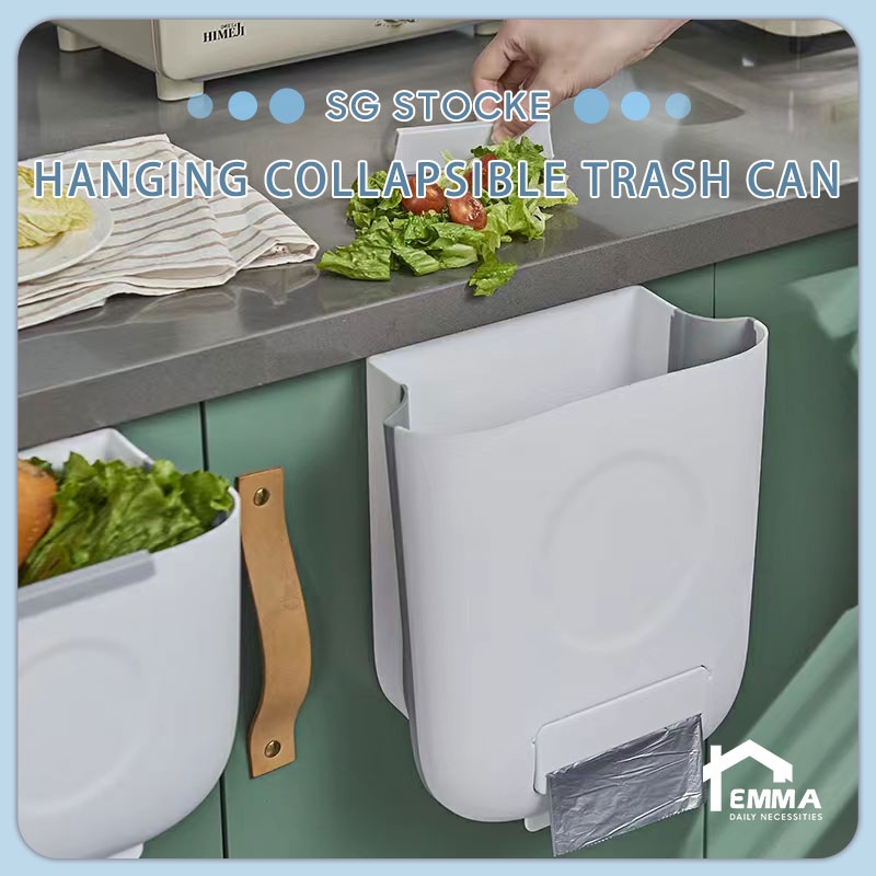 🔥SG Ready Stock🔥 Foldable Hanging Dustbin Kitchen Hanging Trash Bin