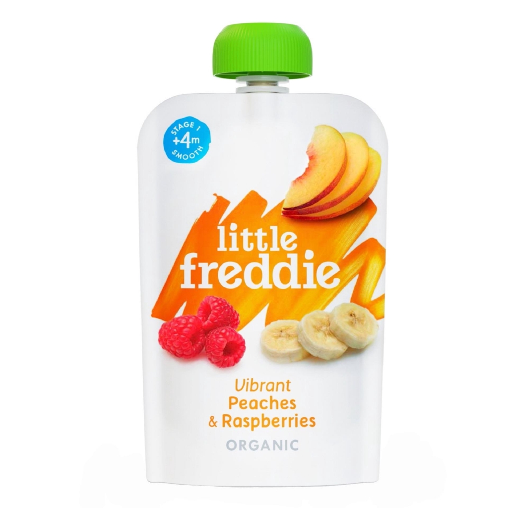 Little Freddie Organic Baby Food Vibrant Peaches & Raspberries 100g ...