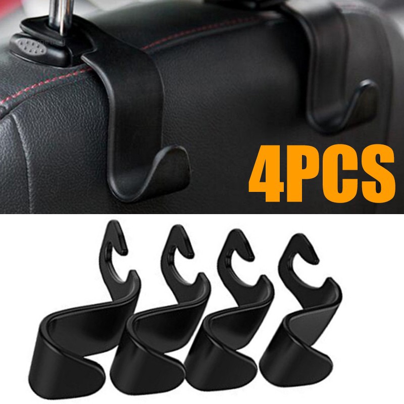 meimy 4pcs Car Seat Back Headrest Hook Holder Plastic Hanger for Bag Purse Cloth