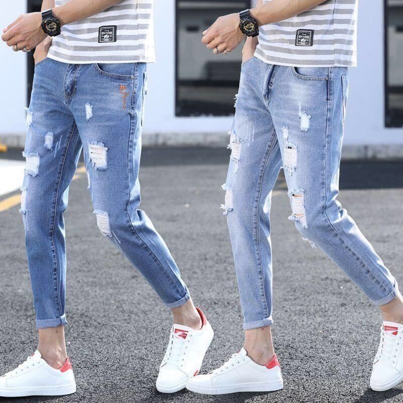 Thin Jeans Men S Mid-Rise Stretch Slim Bootcut Trendy Casual Flared Pants  Small La