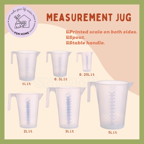 Plastic Measuring Jug Jag Penyukat 0.25 Lit / 0.5 Lit / 1 Lit / / 2 Lit ...