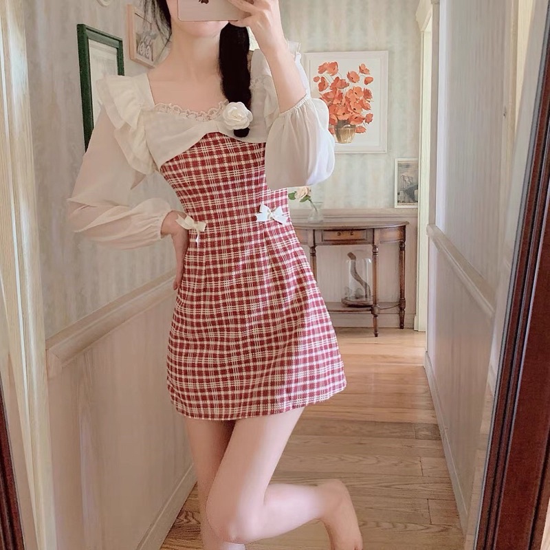 Swift Red Checkered Dress