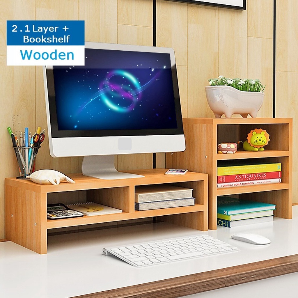Wooden Monitor Stand Monitor Riser - Ergonomic Laptop Stand Desk ...