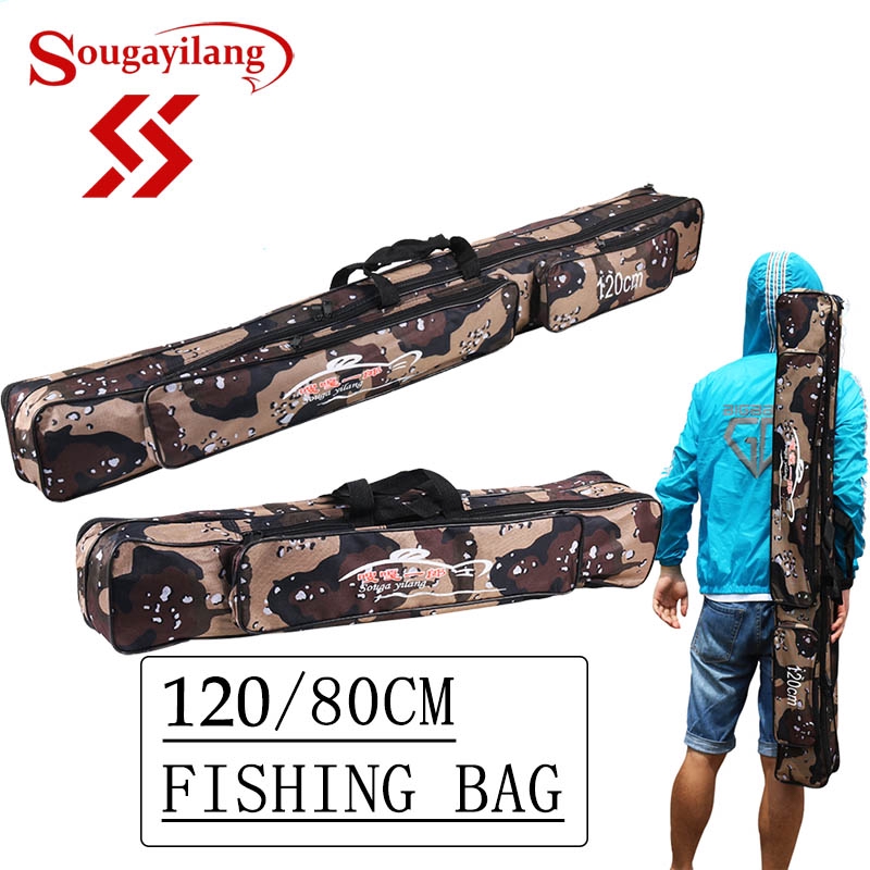 Sougayilang Portable 80CM 120CM Fishing Bag Fishing Rod Bag Large Capacity Fishing  Bag Fishing Tackle