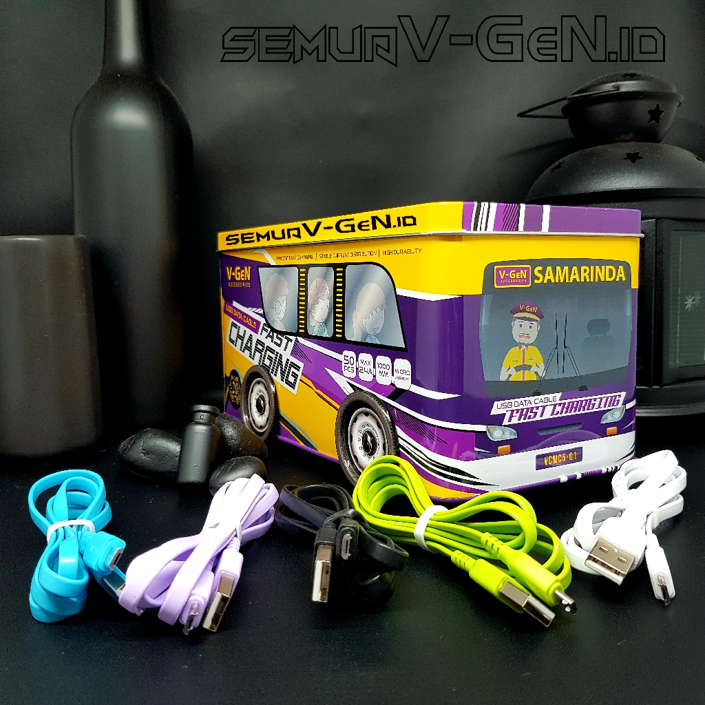 1 Toples / Kaleng Kabel Data Micro USB Fast Charging 1 Meter V-GEN Cable Gepeng isi 30pcs 50pcs 60pc - Gambar 2