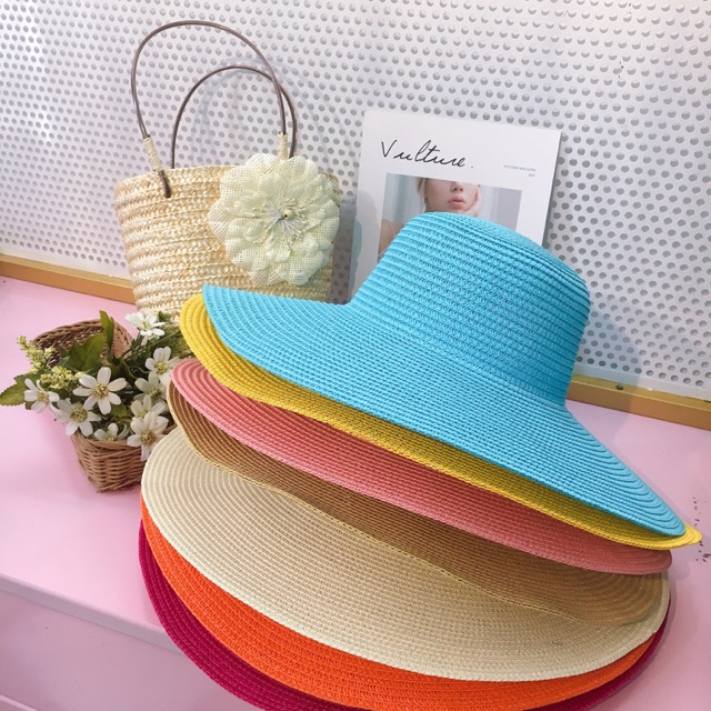 Wide brim straw hat in many colors | Shopee Singapore