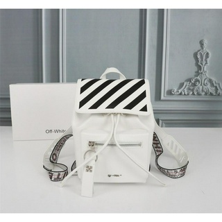 diagonal stripes backpack in white