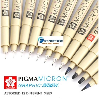 Sakura Pigma Micron Fine Line Pens - Set Of 8 Assorted Nibs In Black Colour  (003,005,01,02,03,05,08 And Pn Tip Made In Japan)