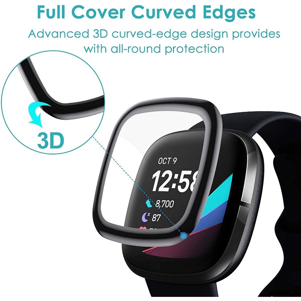 3D Curved Screen Protector For Fitbit Versa 3 Sense Anti scratch Screen Protective Film Cover Smart Watch Accessories 1PC