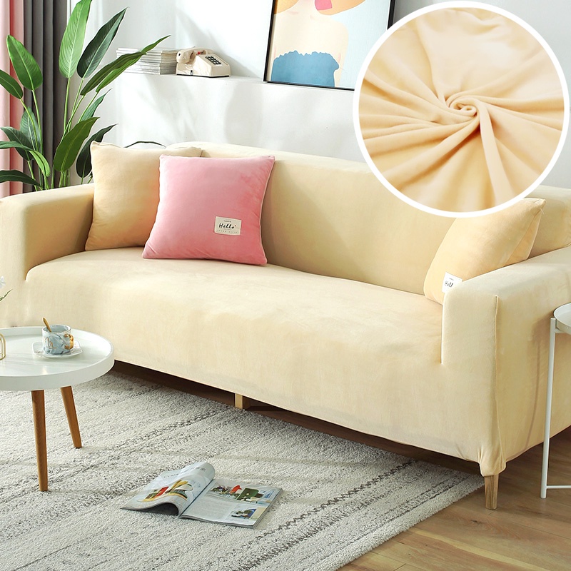 1 Piece Velvet Fabric Sofa Covers Elastic Sectional Couch Cover L Shaped Sofa Case Armchair Chaise Lounge Case For Living Room Shopee Singapore