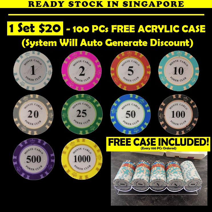 [SG STOCKS] Monte Carlo Poker Chips / Mahjong Chips / Casino Chips Ready Stock / Texas Holdem