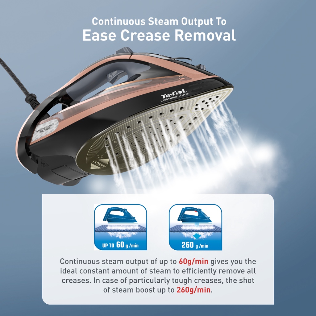 Tefal Ultimate Pure Steam Iron FV9845 - 3000W, Durilium AirGlide ...