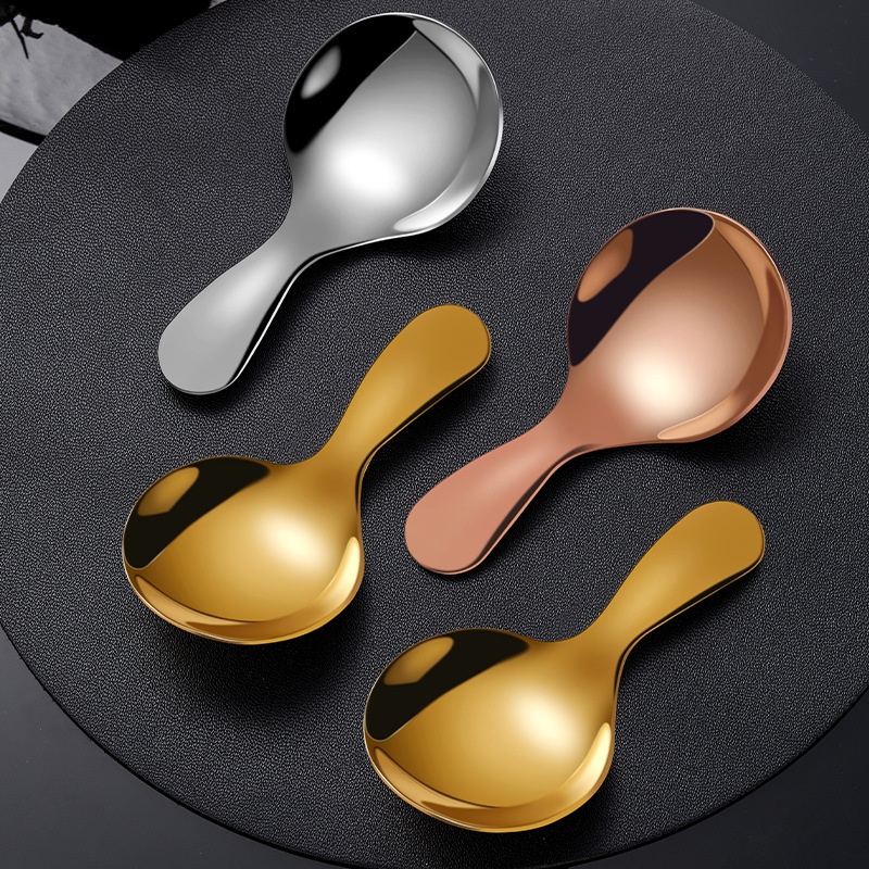Mini Small Spoon 304 Stainless Steel Teaspoon Round Short Handle ...