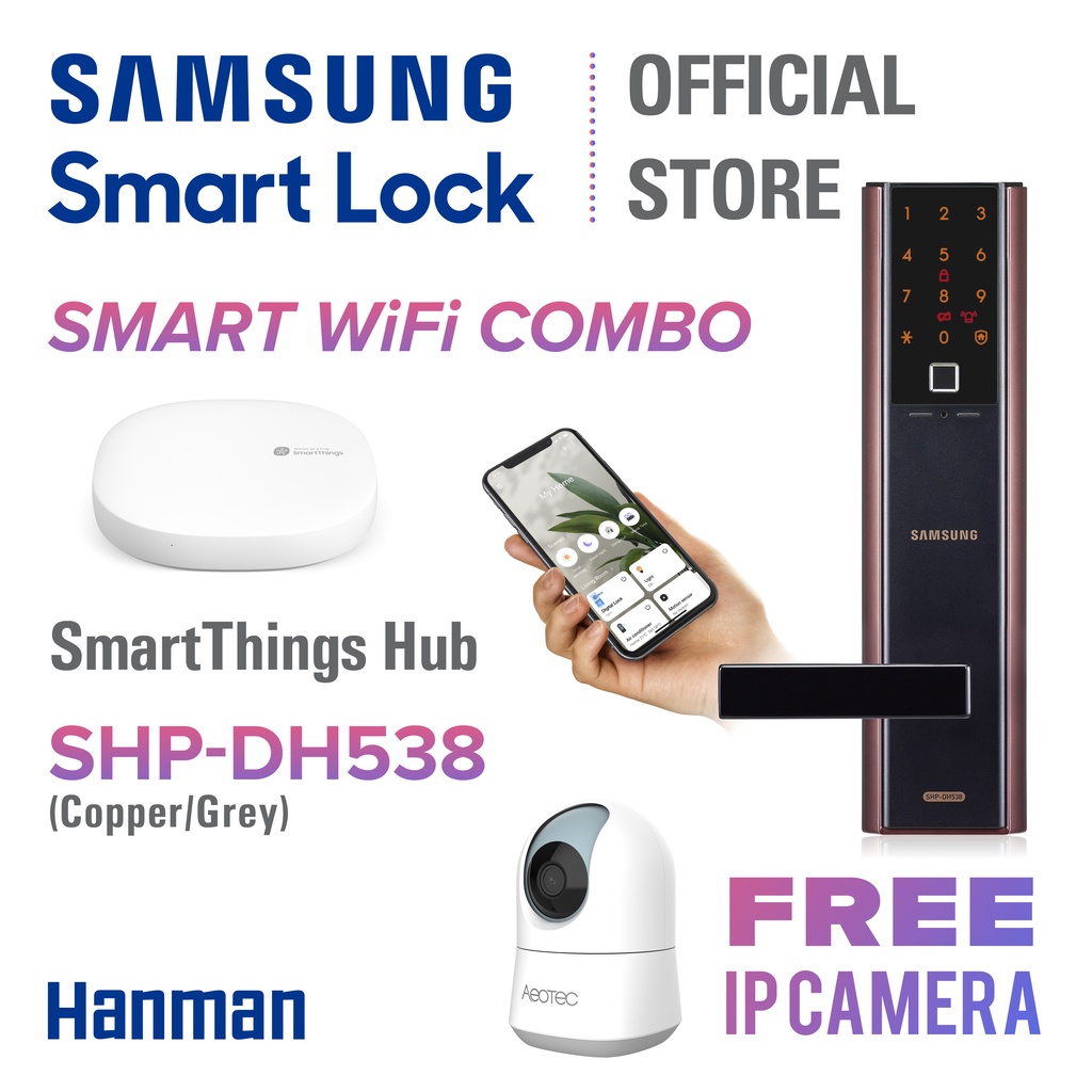 Samsung SHPDH538 Digital Door Lock with Samsung WiFi SmartThings Combo