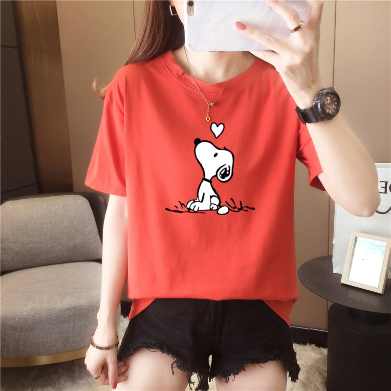 Summer Loose Short-sleeved T-shirt Women's Snoopy Top Simple and ...