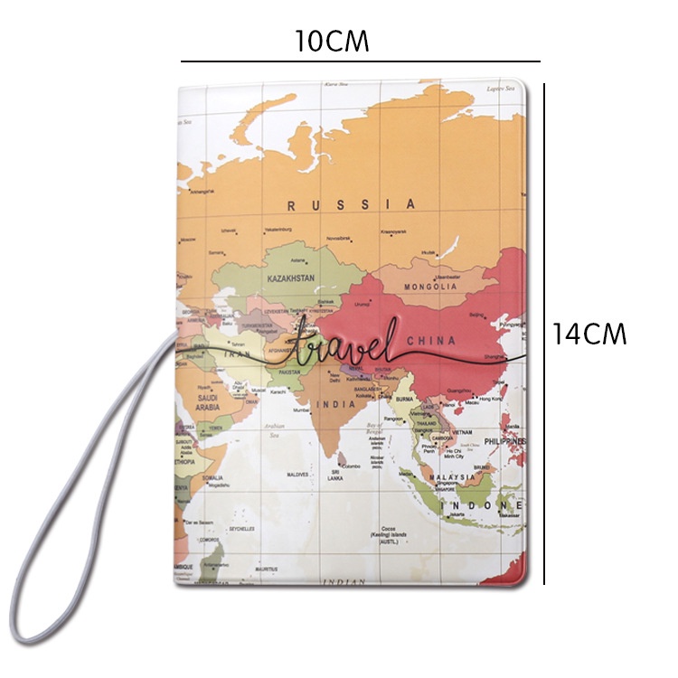 World map red pattern passport bag world map travel abroad pass ...