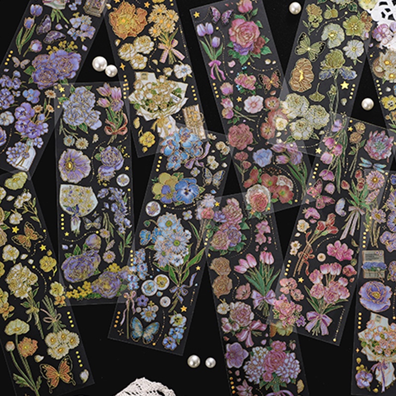 3 Sheets Creative Bronzing Flowers&Butterfly Series Stickers Student ...