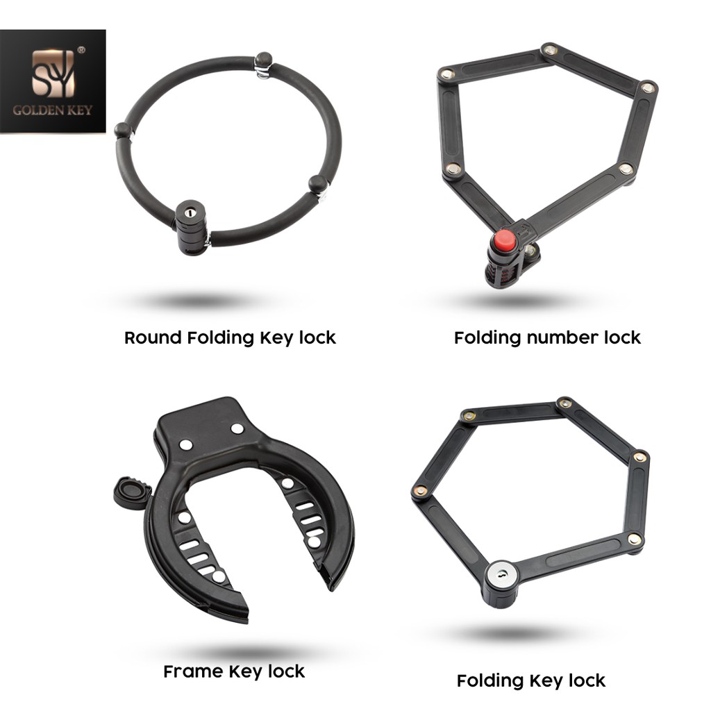 Golden Key Bicycle Folding Bike Lock - Number Combination/Key Lock ...