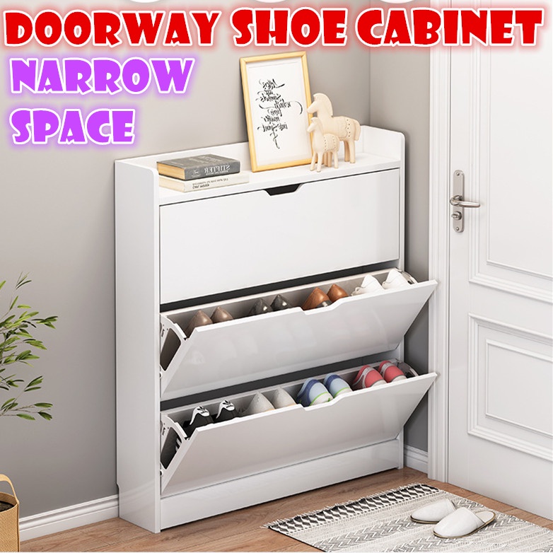 《SG Stock》Flipping shoe cabinet Doorway slim Storage rack Shelf ...