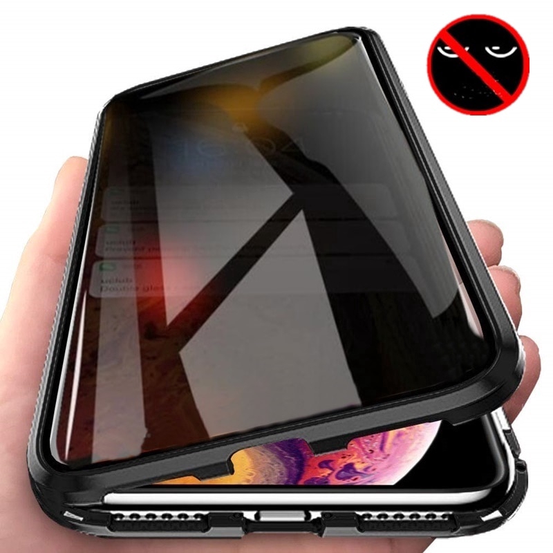 Topewon Privacy Magnetic Case For Iphone XS XR X 7 8 Plus 11 Pro MAX SE 2020 Double Side Tempered Glass Cover