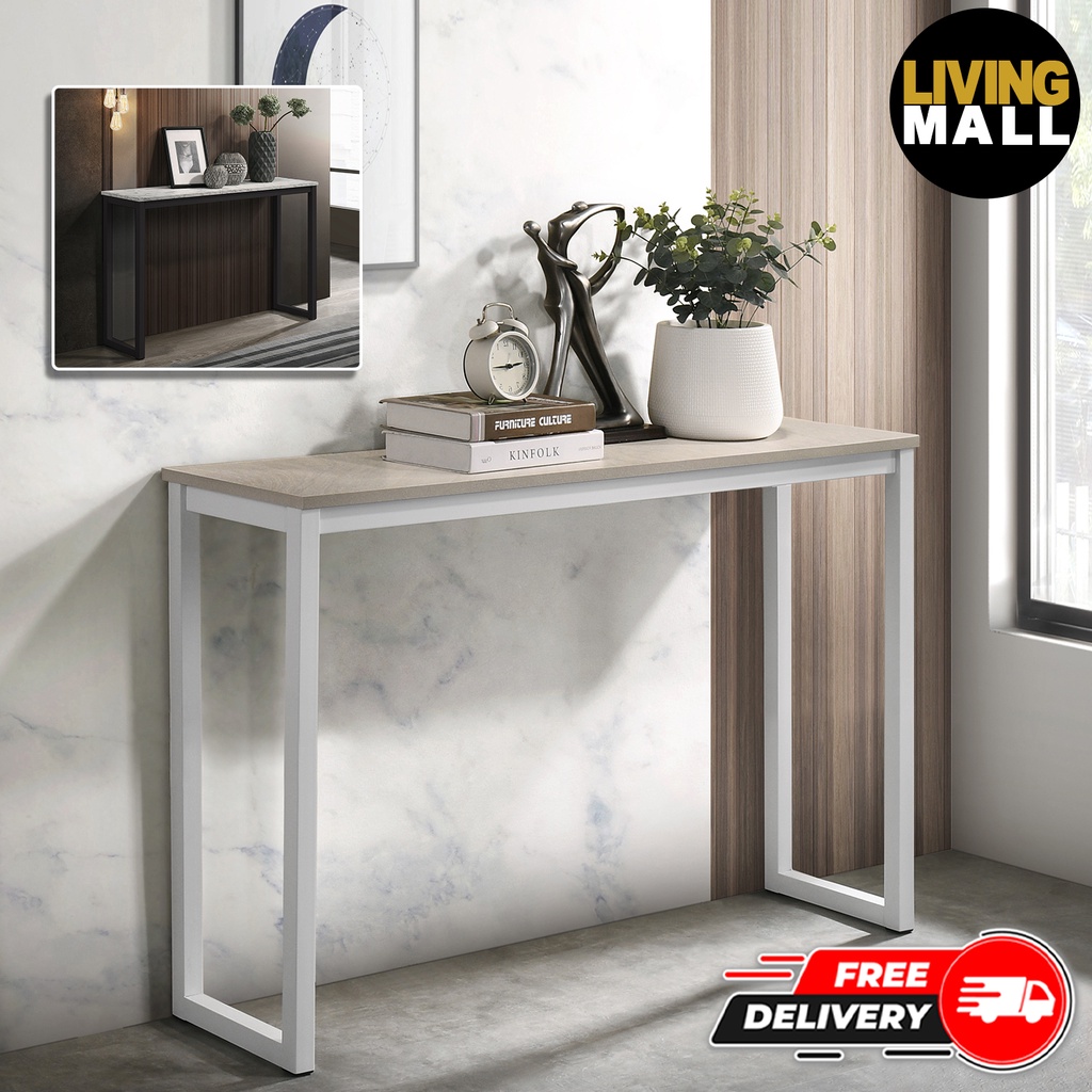 Living Mall KRITY Console Table in White and Black Leg Shopee
