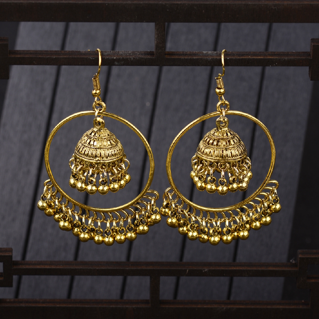 Gold round on sale jhumka earrings