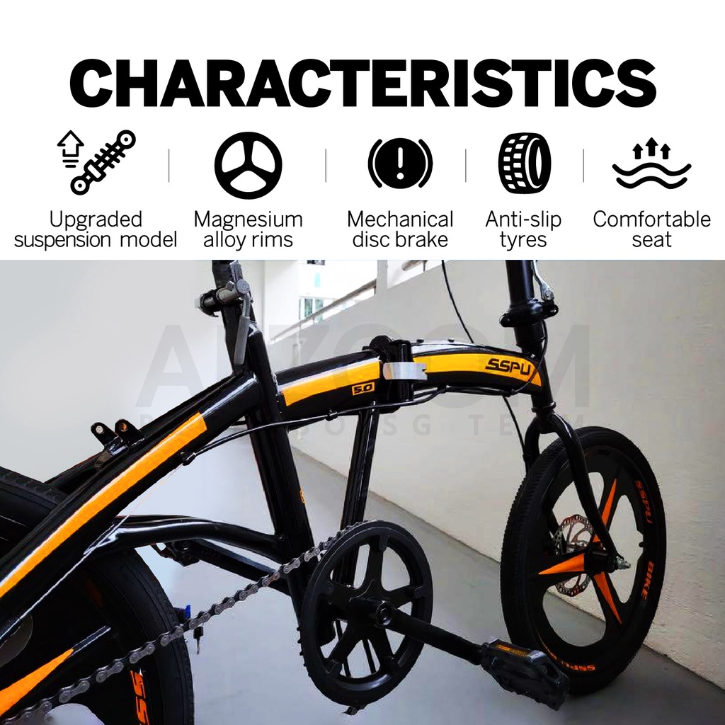 【🇸🇬 Stock】SHIMANO SSPU Foldable Bicycle 20 inch with Suspension Folding